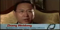 Zhang Weidong - mluvčí čínské ambasády v Ottawě